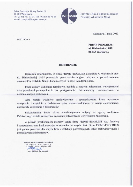 INSTYTUT NAUK EKONOMICZNYCH POLSKIEJ AKADEMII NAUK